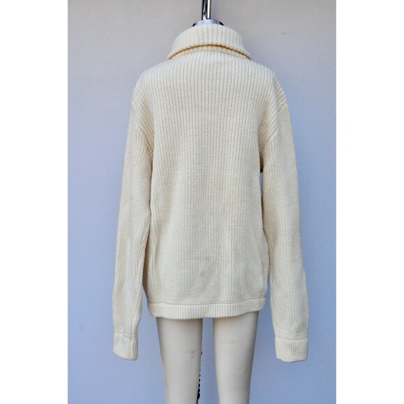 Vintage Chunky Wool Sweater Zip Up Cardigan Fisherman Icelandic Unisex M L - Picture 7 of 10